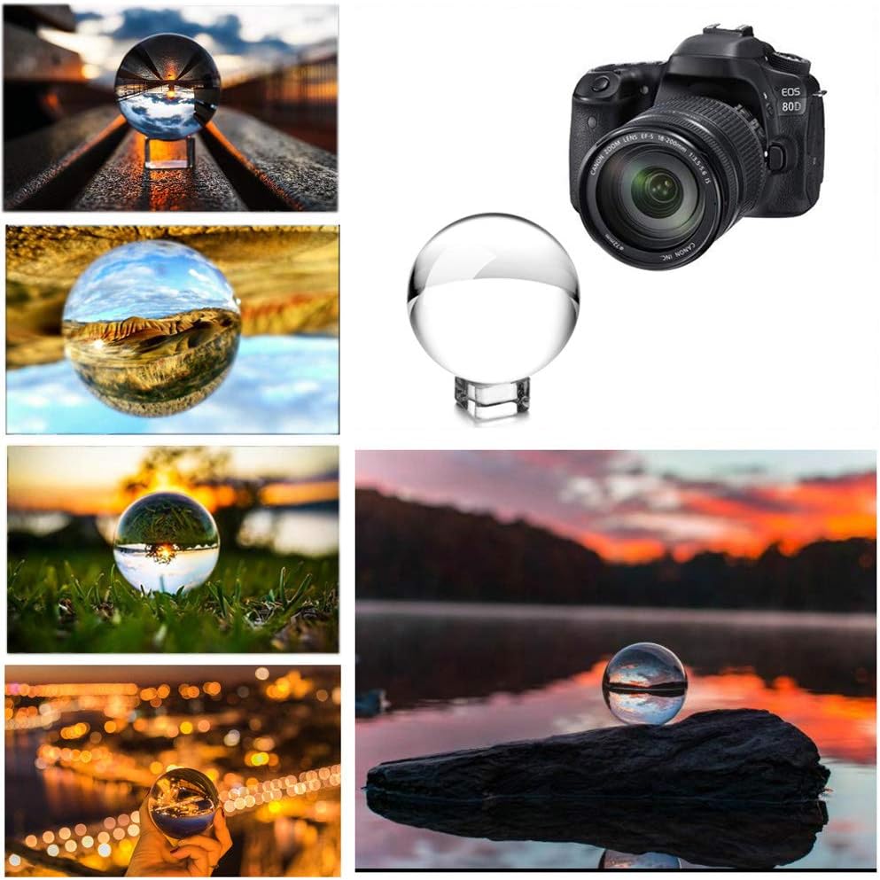 JIHUI Crystal Ball, K9 Crystal Ball Clear 3-1/5 Inch （80mm） with Crystal Stand and Pouch for Decorative Photography Prop