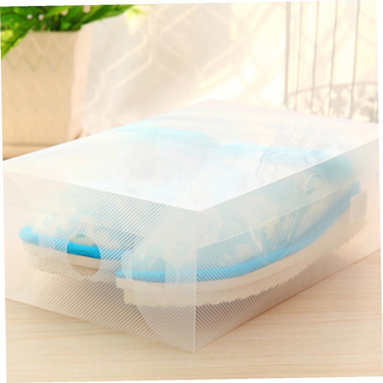 6pcs Flip-Top Shoe Storage Boxes 28X18X10Cm Plastic Shoe Containers Dustproof Organizers for Home Closet Rack