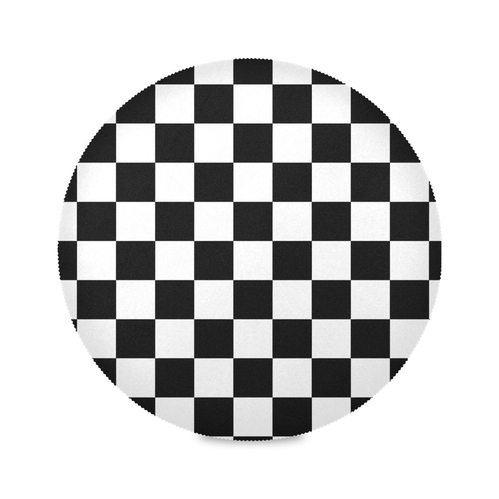 Napperons ronds lavables carreaux de buffle noir et blanc 38cm lot de 6 pièces pour table