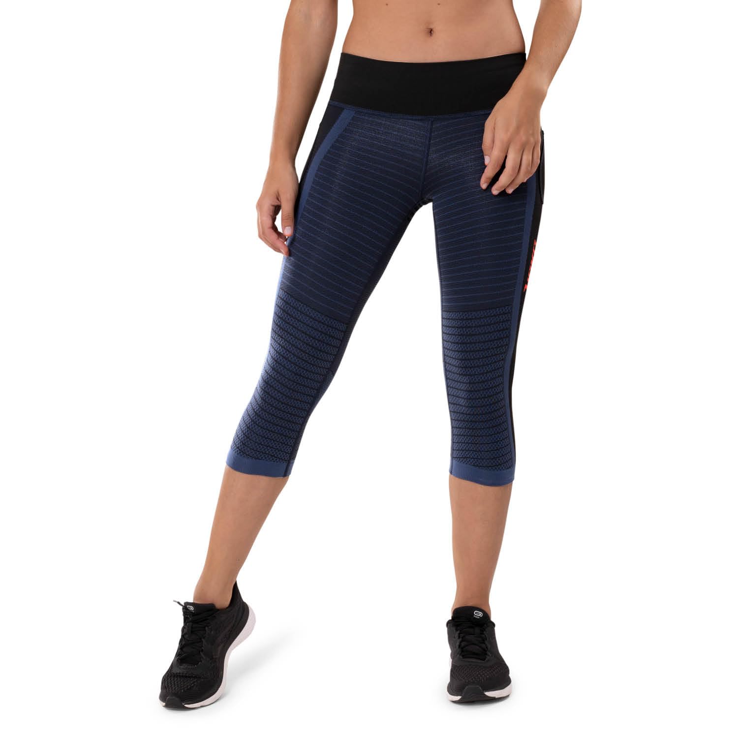 HOKO - Malla Pirata de Compresión Uniforme KADA para Mujer | Elástica y Sin Goma | Mallas para Running, Gimnasio | Sujeción y Estilización | 2 Bolsillos | Color Navy/Negro, Talla L