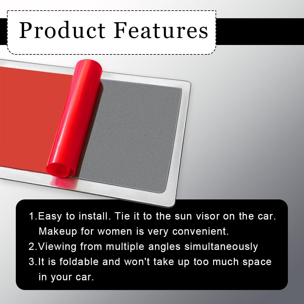ASUBHA Car Sun Visor Vanity Mirror, Automotive Interior Mirrors, Vehicle Self-Adhesive HD Glass Cosmetic Vanity Mirrors, Multifunctional Auto Interior Visor Makeup Accessories for Car Truck SUV image 3