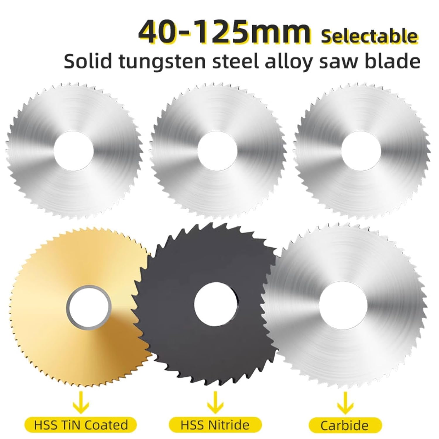 1PC Saw Blade Slitting Circular MIlling Cutting Tool Slot Machining Carbide HSS TiN Black Coating 40 60 63 75(Carbide,50MM_2.0MM)