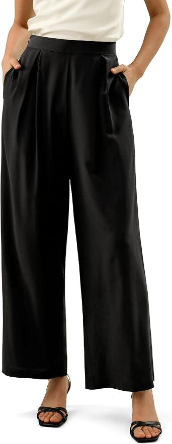 LilySilk Women Pure Silk Pants Wide Leg Loose Mulberry Silk Trouser Ladies Bottom