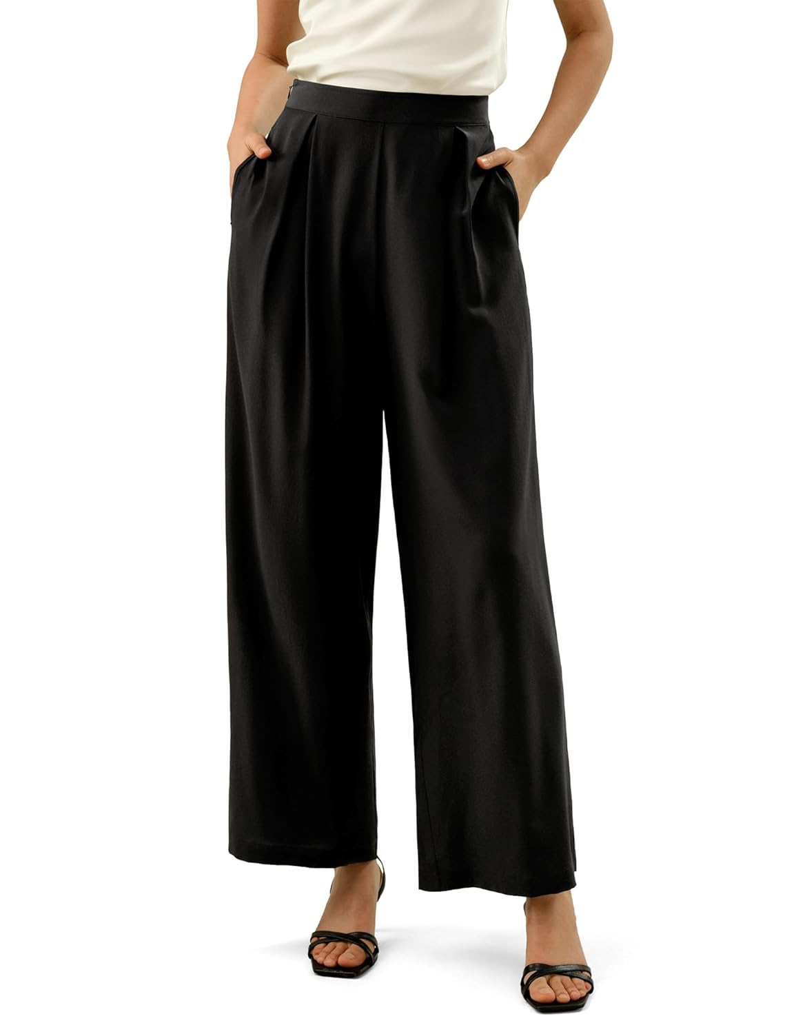 LilySilk Women Pure Silk Pants Wide Leg Loose Mulberry Silk Trouser Ladies Bottom