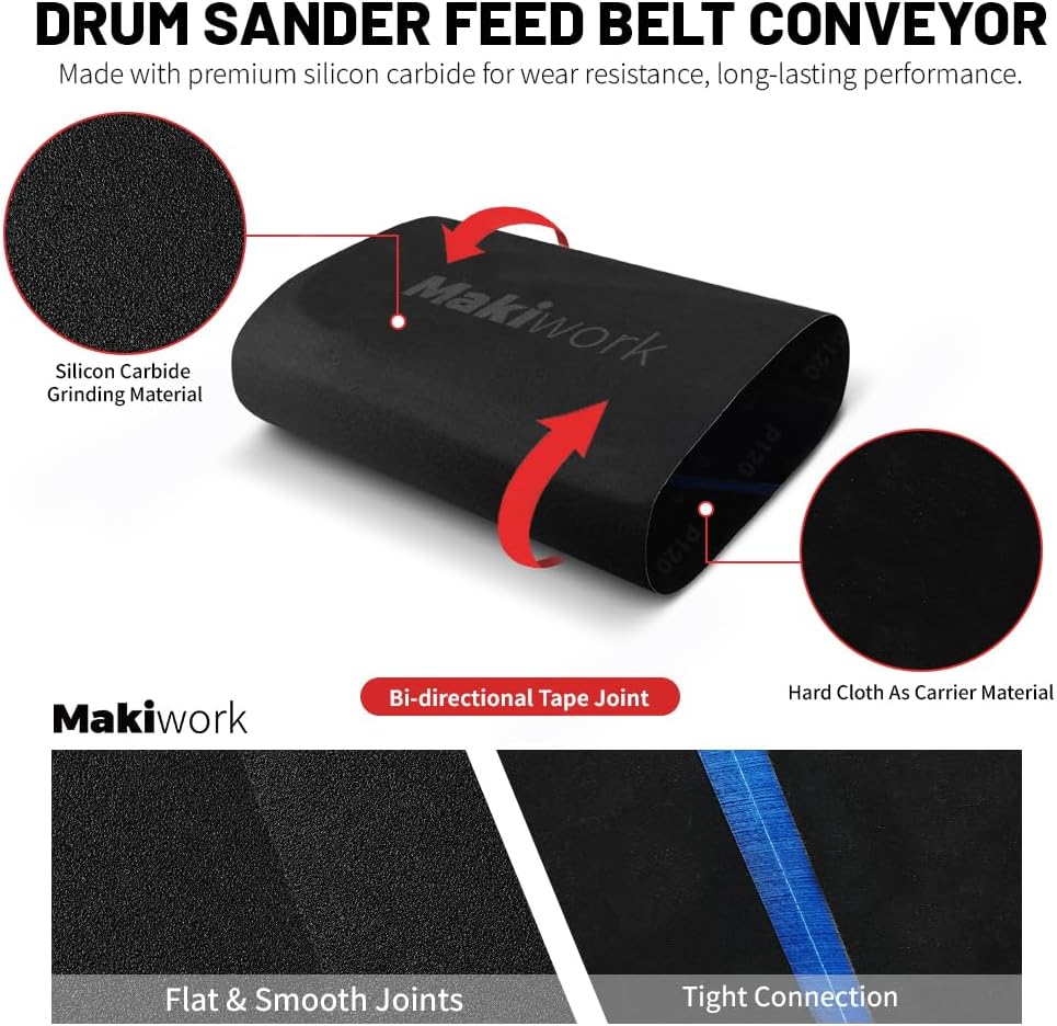 Drum Sander Feed Belt Conveyor Compatible with Delta 18-36 Drum Sander - 120 Grit Silicon Carbide, 18" x 47-1/2"