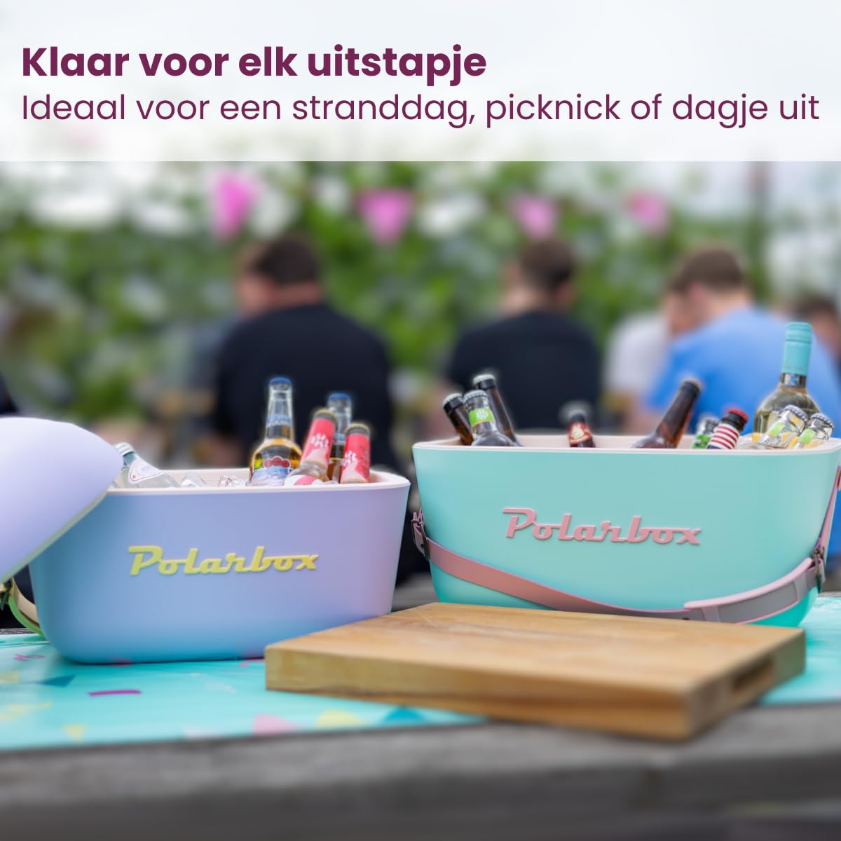 Polarbox Klasyczna retro vintage lodówka na kemping, piknik, plażę, 20 l, sorbet/różowa