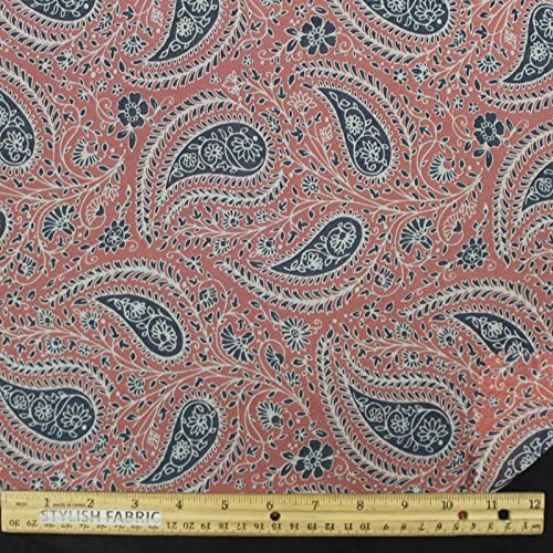 Mauve Glow with Charcoal Paisley Design on 100% Polyester Hi-Multi Chiffon Fabric