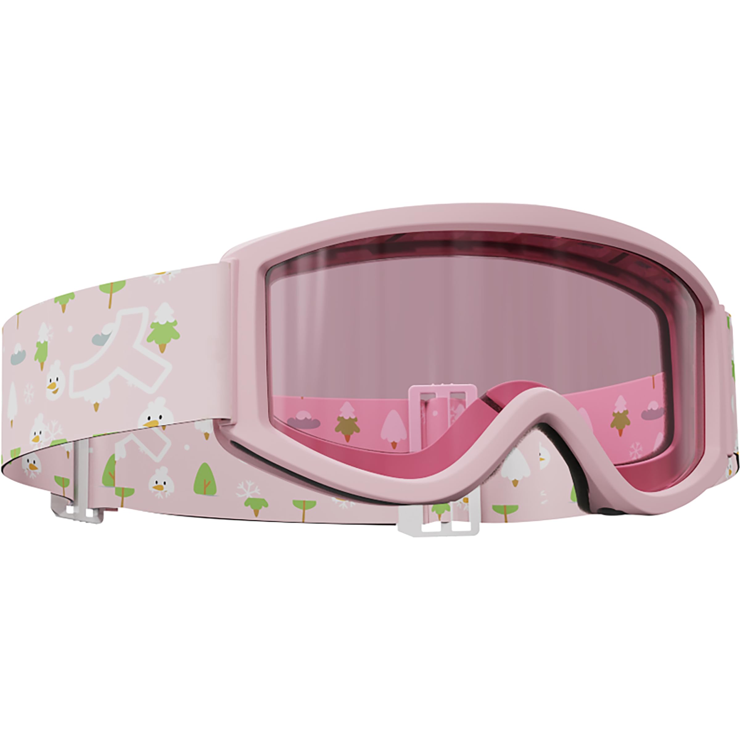 Masque de ski junior rose mat fini les yeux rouges face au vent - 5