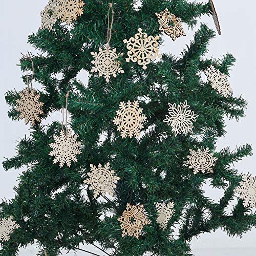 N&T Nieting 27Pcs Wooden Snowflakes Shaped Embellishments Hanging Ornaments For Christmas Decoration #TOP5