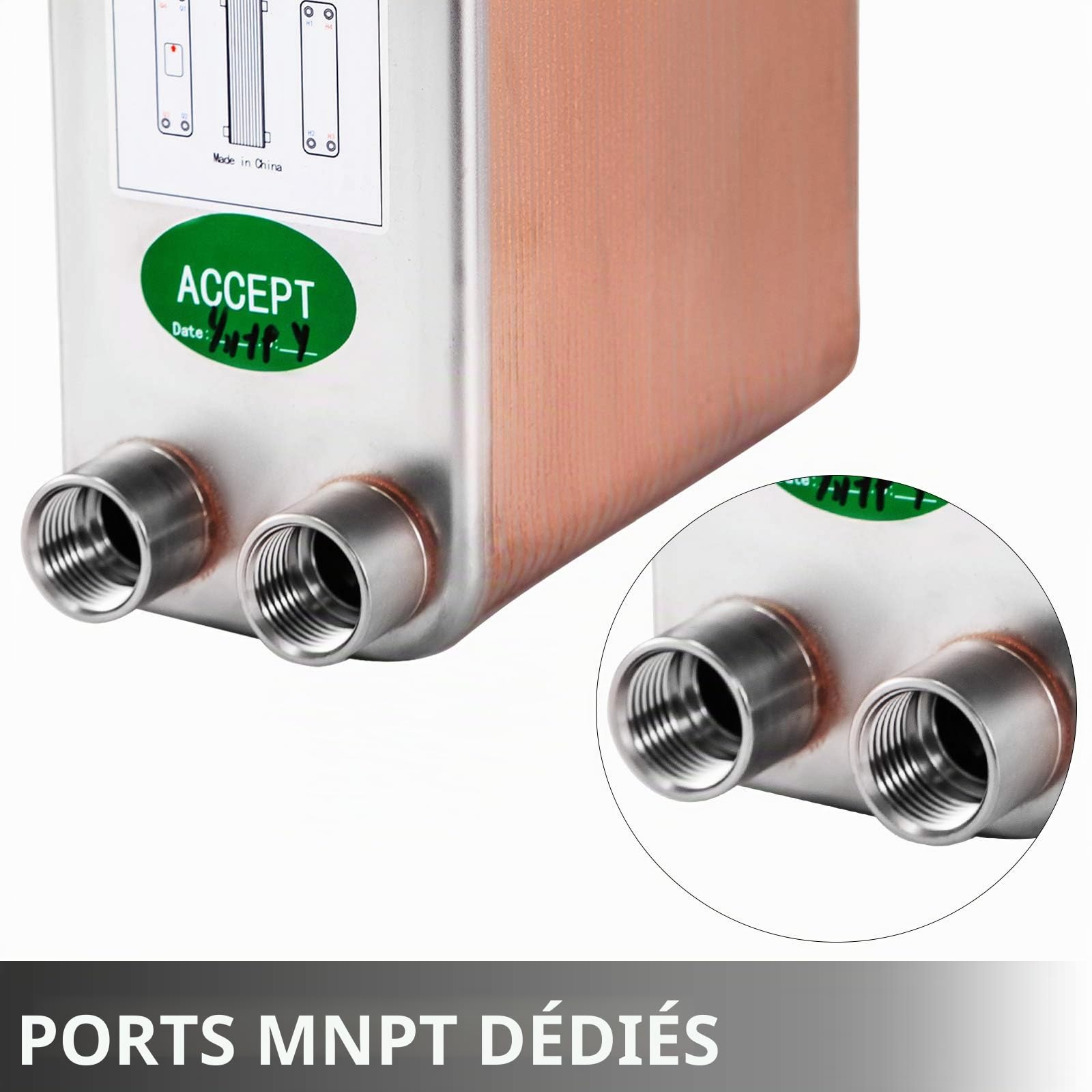 BestEquip Echangeur Thermique Echangeur De Chaleur Thermique à 60 Plaques pour le refroidissement d'huile industrielle/les évaporateurs de réfrigérant/les condenseurs