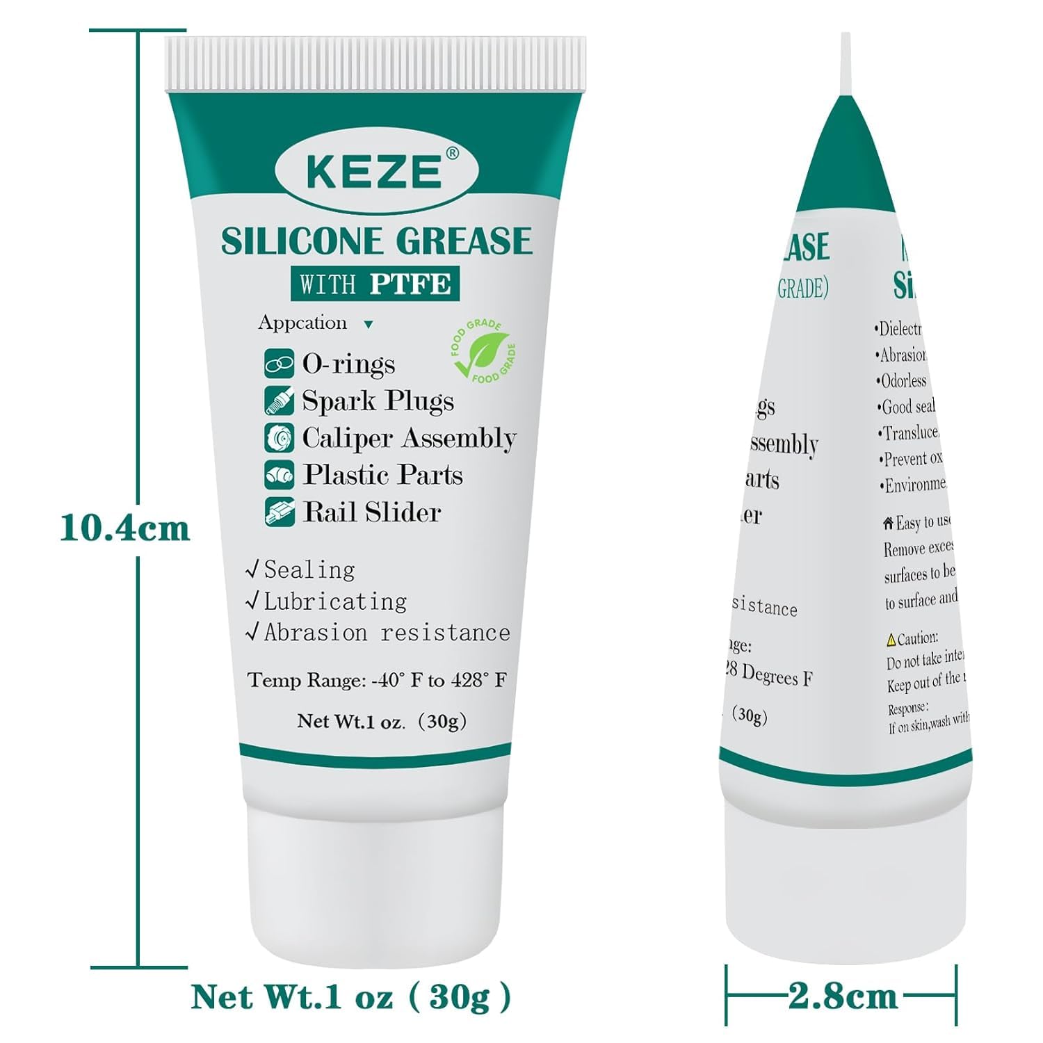 KEZE Silicone Grease Tube PTFE Synthetic Lubricant Sliding Door Grease  Automotive Lubrication RV Toilet Seal Lubricant for Plumbing Faucet O Rings  Plastic Parts Rubber Seal 30g Each, 4-Pack  BigaMart