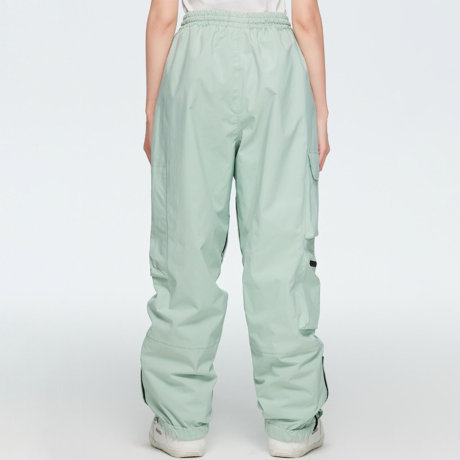 Pantalon de ski baggy pour femme - Imperméable et respirant - Avec élastique - Avec poches - Couleur unie - Pantalon d'hiver chaud et fonctionnel - Pantalon cargo - Pantalon de snowboard léger