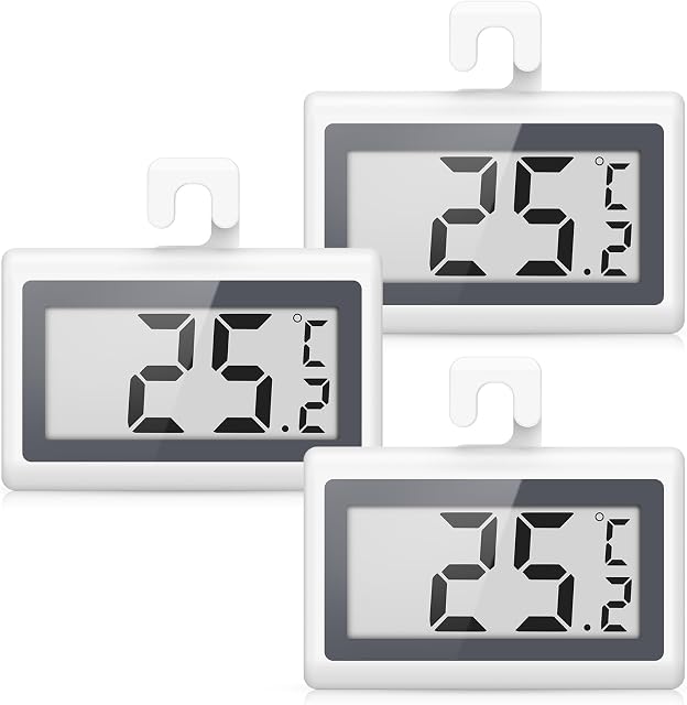 KeeKit Refrigerator Thermometer, Digital Fridge Thermometer with LCD Display, Freezer Temperature Gauge with ℃/℉ Switch, Frost Reminder for Home, Office, Kitchen & Restaurants - 3 Pack