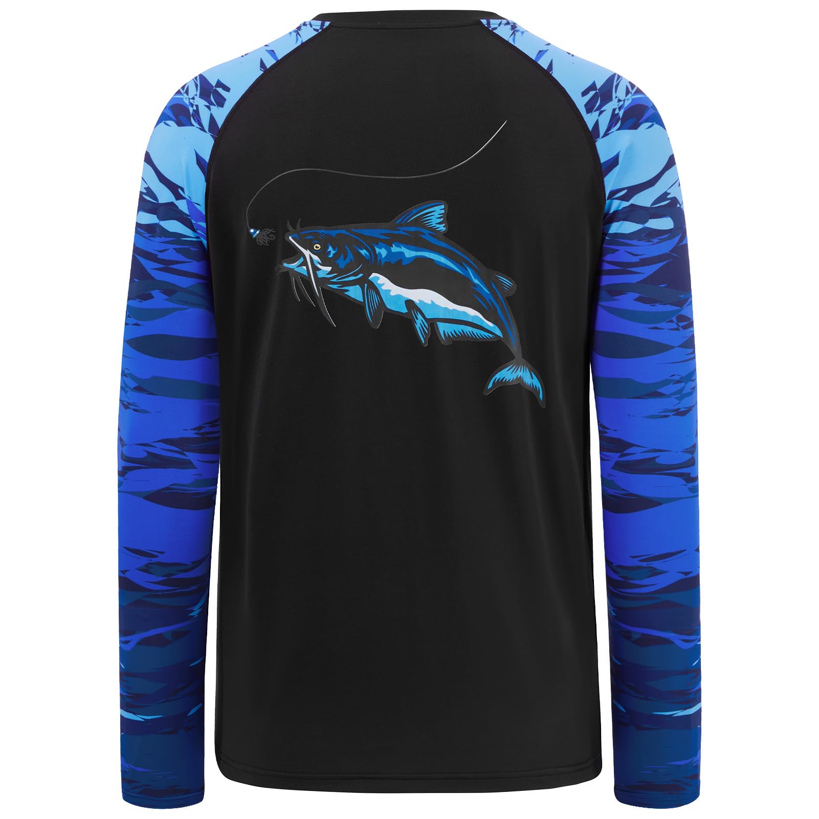 BASSDASH Men’s Fish Graphic UPF 50+ Long Sleeve Fishing Shirts Sun Protection Breathable Moisture Wicking T-Shirt
