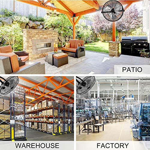 Ipower 18 Inch Industrial Wall Mount Fan, 3 Speed Commercial Ventilation Metal Fan For Warehouse, Greenhouse, Workshop, Patio, Factory And Basement - High Velocity, 2 Pack, Black #TOP6