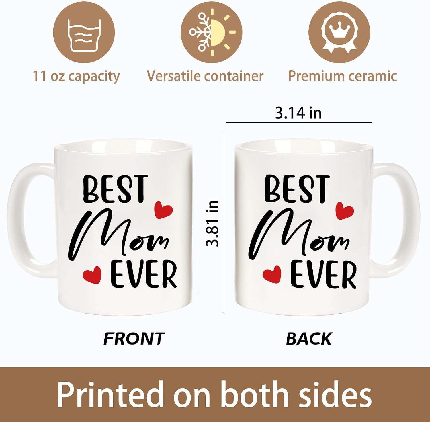 Breezy Valley Best Mom and Dad Gifts for New Parents - Birthday Gift for Parents from Kids, Parent Anniversary Mother's Father's Day Gifts Ideas from Daughter Son, Best Mom Dad Ever Mugs Cups Set image 3
