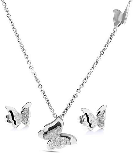 Pendientes de mariposa de acero inoxidable esmerilados chapados en oro rosa de 18 quilates para mujer