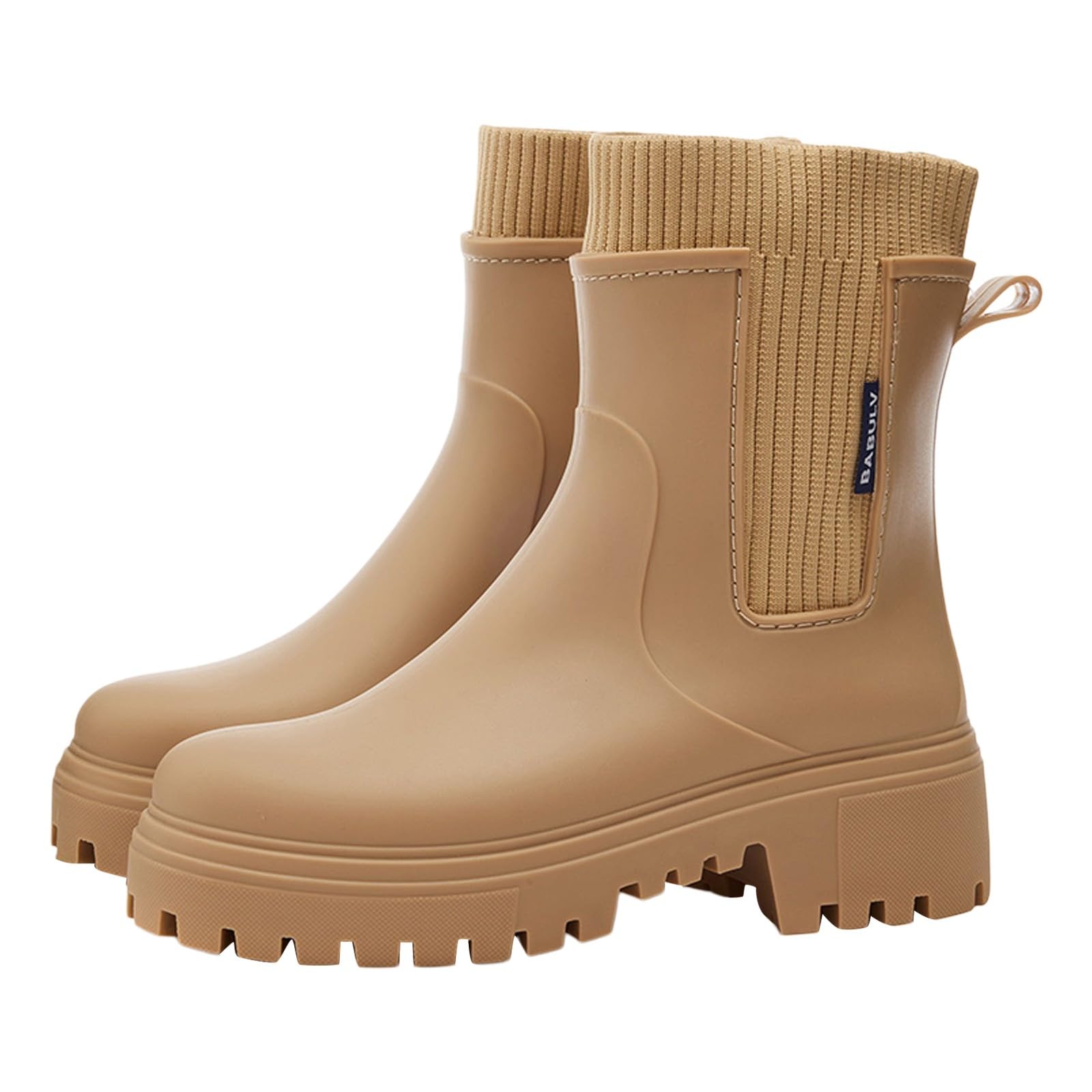 Botas de goma para mujer, media altura, suela gruesa, botas de lluvia