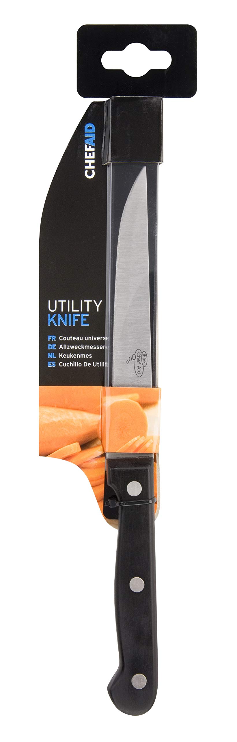 Utility Knife in Black – Stainless Steel Blade, Ergonomic Handle, Dishwasher Safe, Perfect for Everyday Food Prep