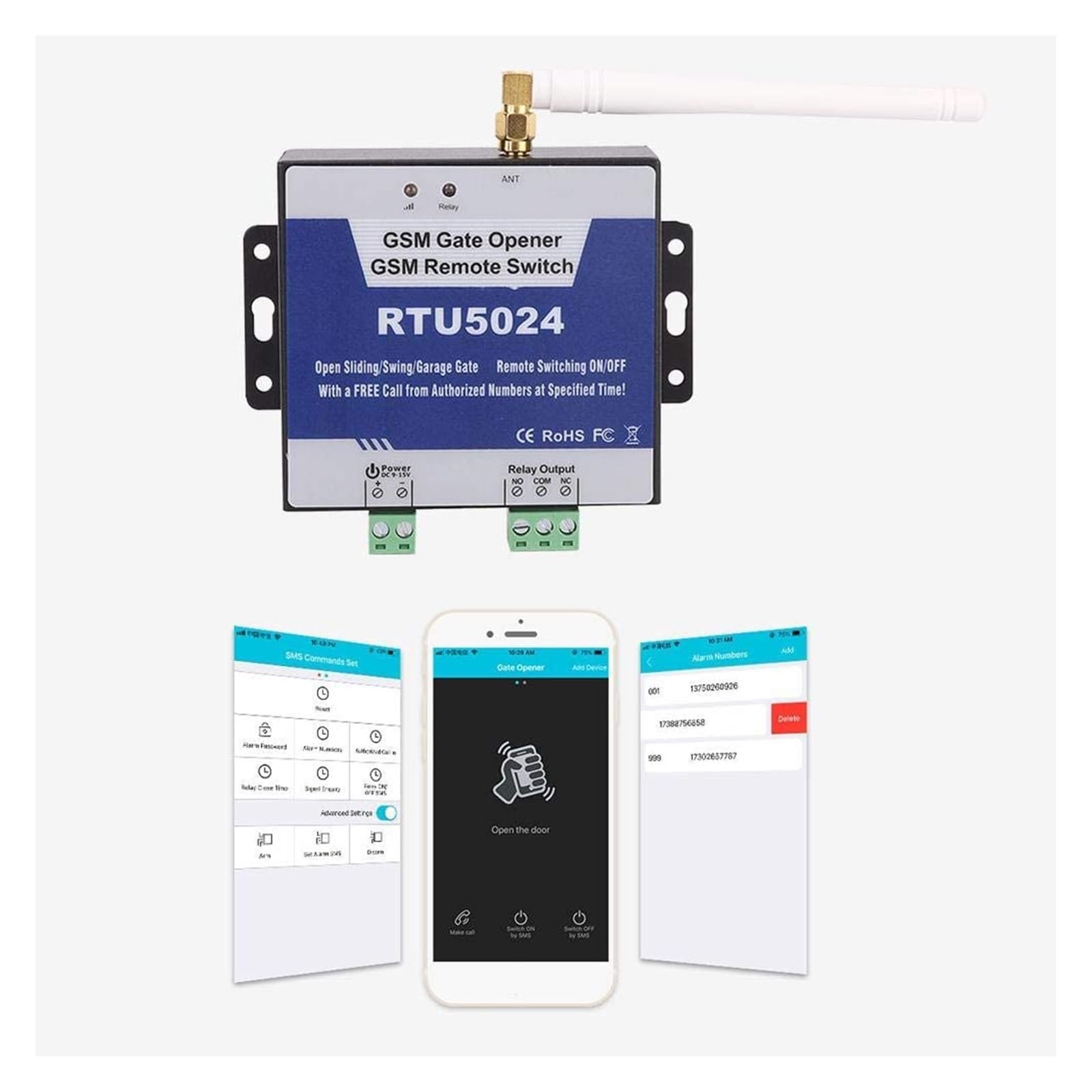 Automatyka bram Mechanizm otwierania drzwi GSM Przełącznik zdalny GSM 850/900/1800/1900MHz Bezprzewodowa kontrola dostępu(Long)