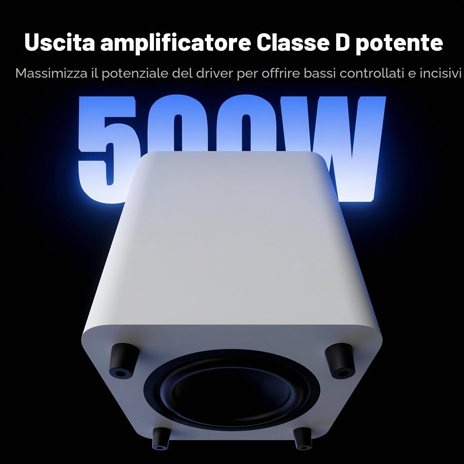 Fosi Audio SW10 Subwoofer Attivo da 10 pollici da 500W con Amplificatore Incorporato, Subwoofer compatto Amplificato Attivo per Home Audio Theater, Ingressi/Uscite LFE e RCA