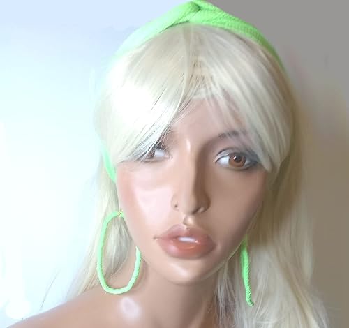 Miniatura 3 de Lime Green Headband And Matching Extra Large Hoops, Lime Green Hair Accessories, Lime Green Headband And Earrings