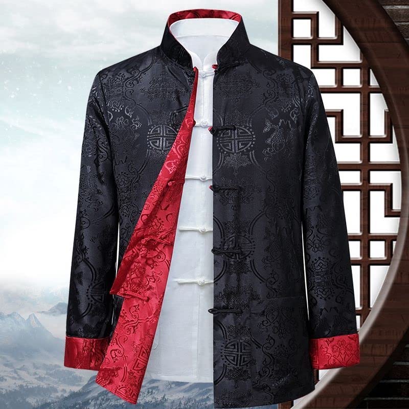 Traditional Chinese Men's Double-Faced Jacket Tang Suit Hanfu Contrast Color Retro Kung Fu Clothing Party Clothes2