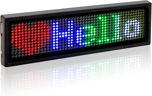 Insignia de nombre LED Bluetooth, etiqueta de nombre LED recargable inalámbrica, pantalla de mensaje de desplazamiento, letreros LED programables
