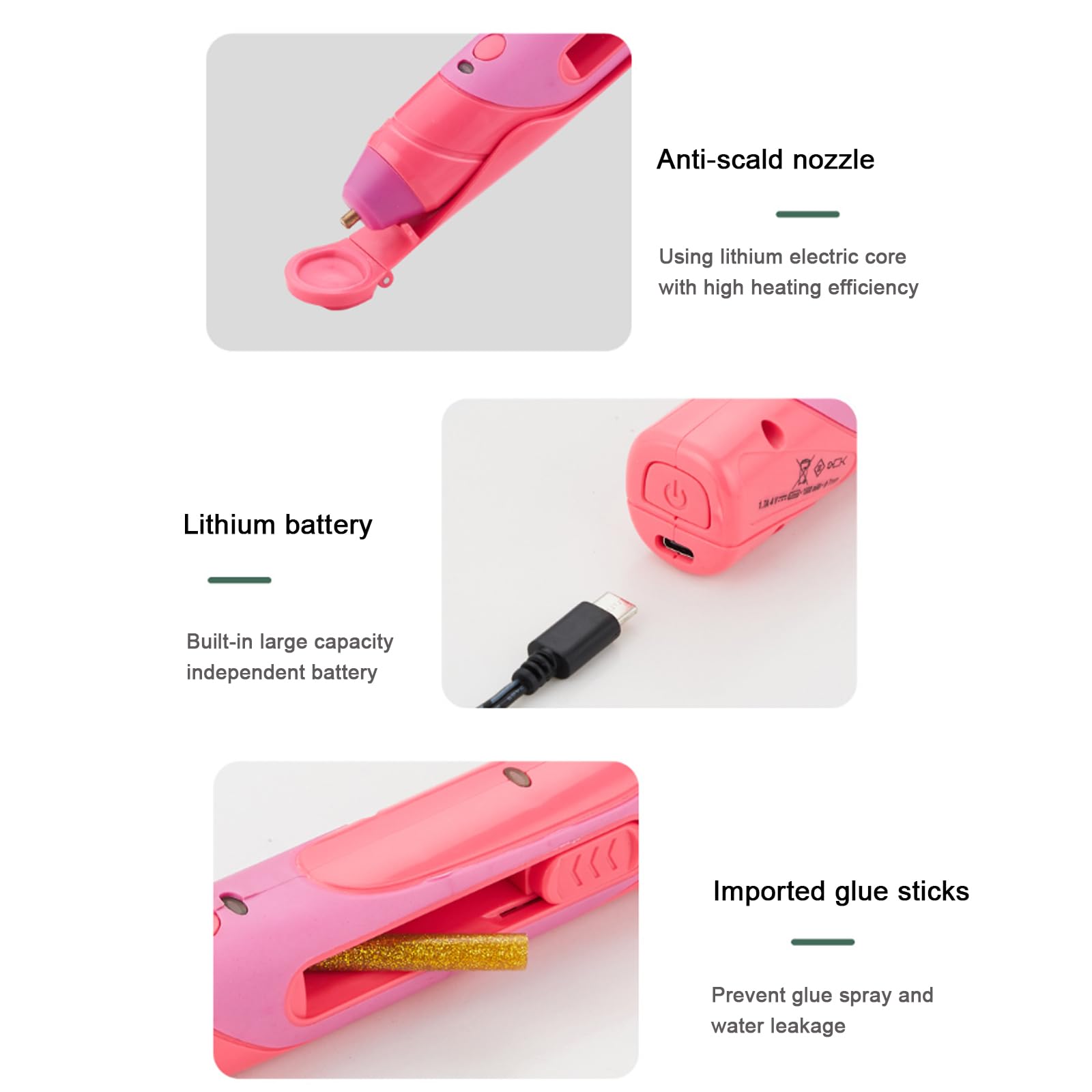 Pistola Per Colla A Forma Di Penna Senza Fili, Mini Pistola Per Colla A Caldo Da 1500 Mah Per Lavori Creativi, Tempo Di Ricarica: 1 Ora, Tempo Di Esecuzione: 20-30 Minuti, Con Supporto, Per