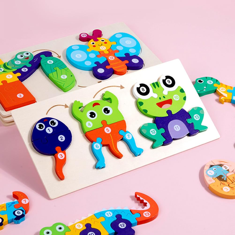 Puzzle del Ciclo di Vita degli Animali in Legno, Gioco di Sviluppo Montessori per Bambini Piccoli