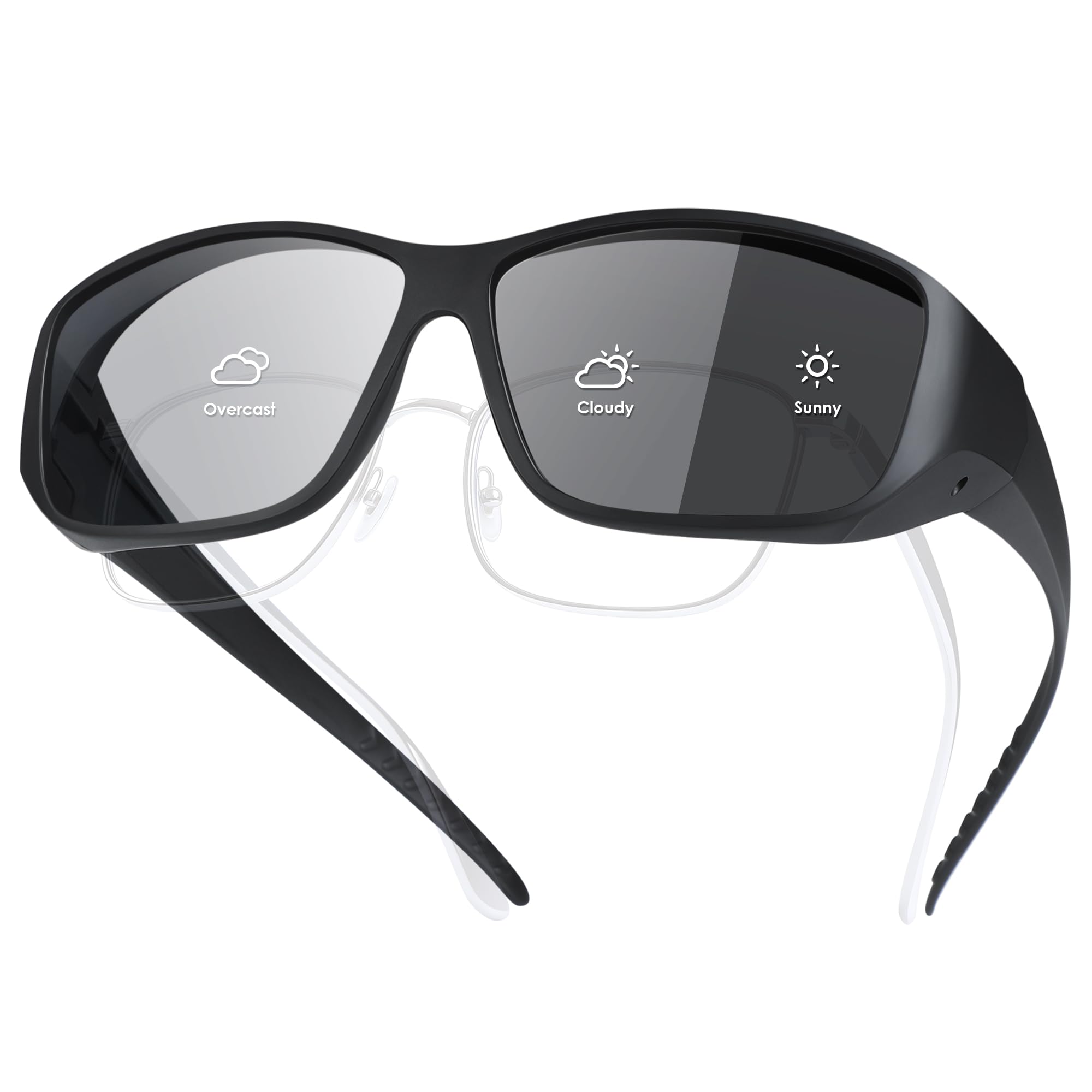 TINHAO Photochromic Polarised Fit Over Sunglasses for Prescription Glasses
