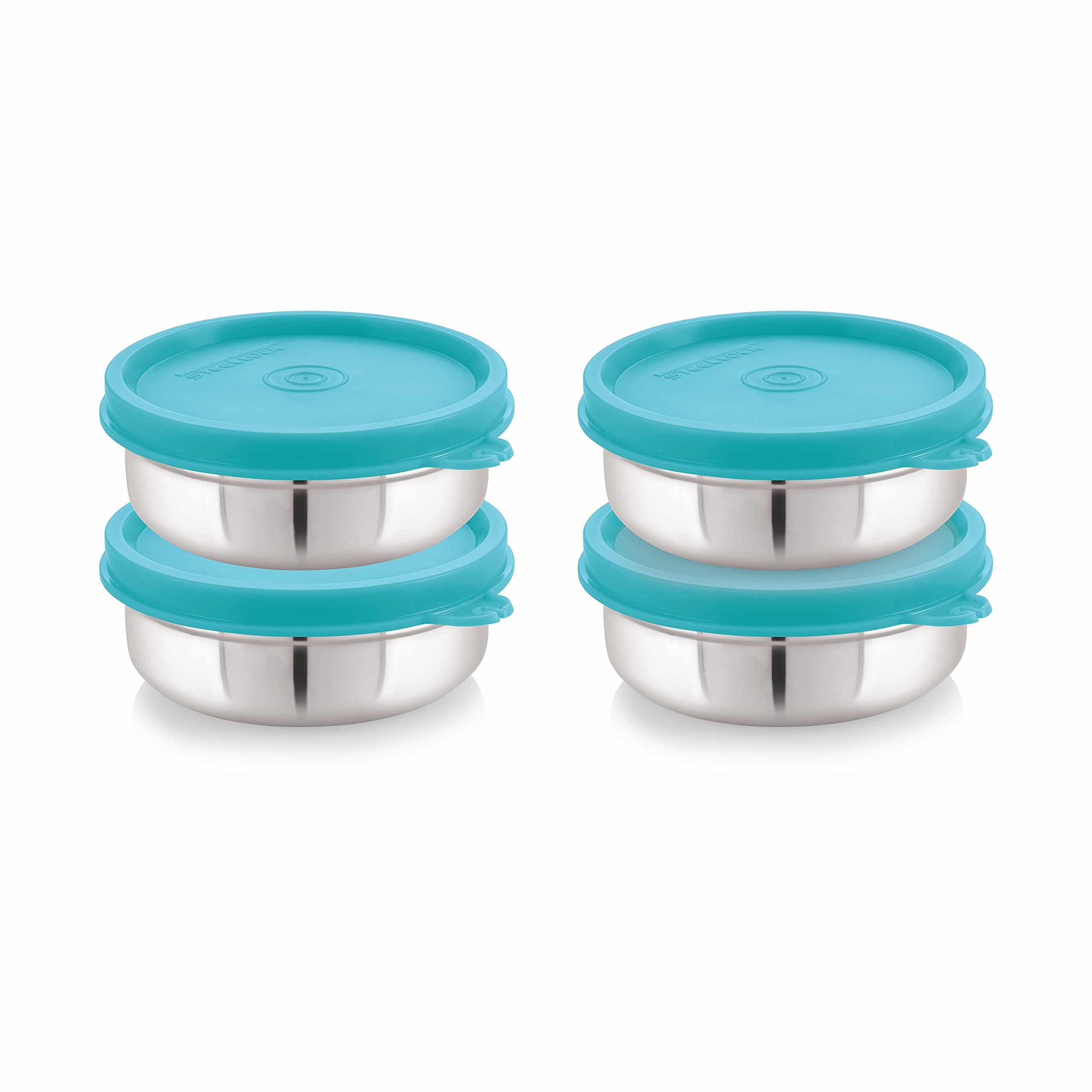 STEELLOCK Flex Stainless Steel Containers Size Slim 200ml x 4 (Turquoise)