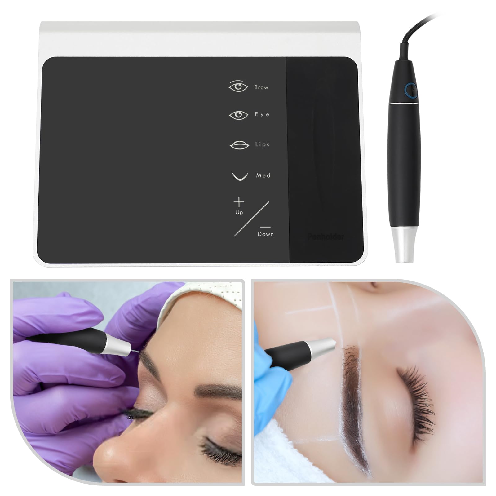 Augenbrauenmaschine, 10500RPM Kosmetische Maschine für Augenbrauen/Augen/Lippen, Permanent Make Up Tattoo Machine Mit Vier Modi, 10 Einstellbare Gänge, Tattoo-Maschine