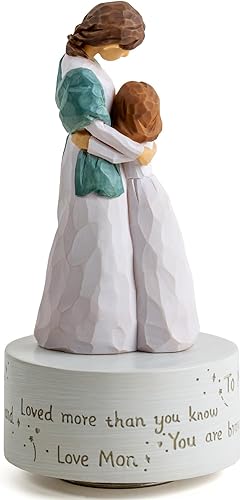 Miniatura 5 de AIDLNS Caja de música de regalo para hija, mamá e hija, estatua esculpida pintada a mano, regalos musicales para hija de parte de mamá, cumpleaños,