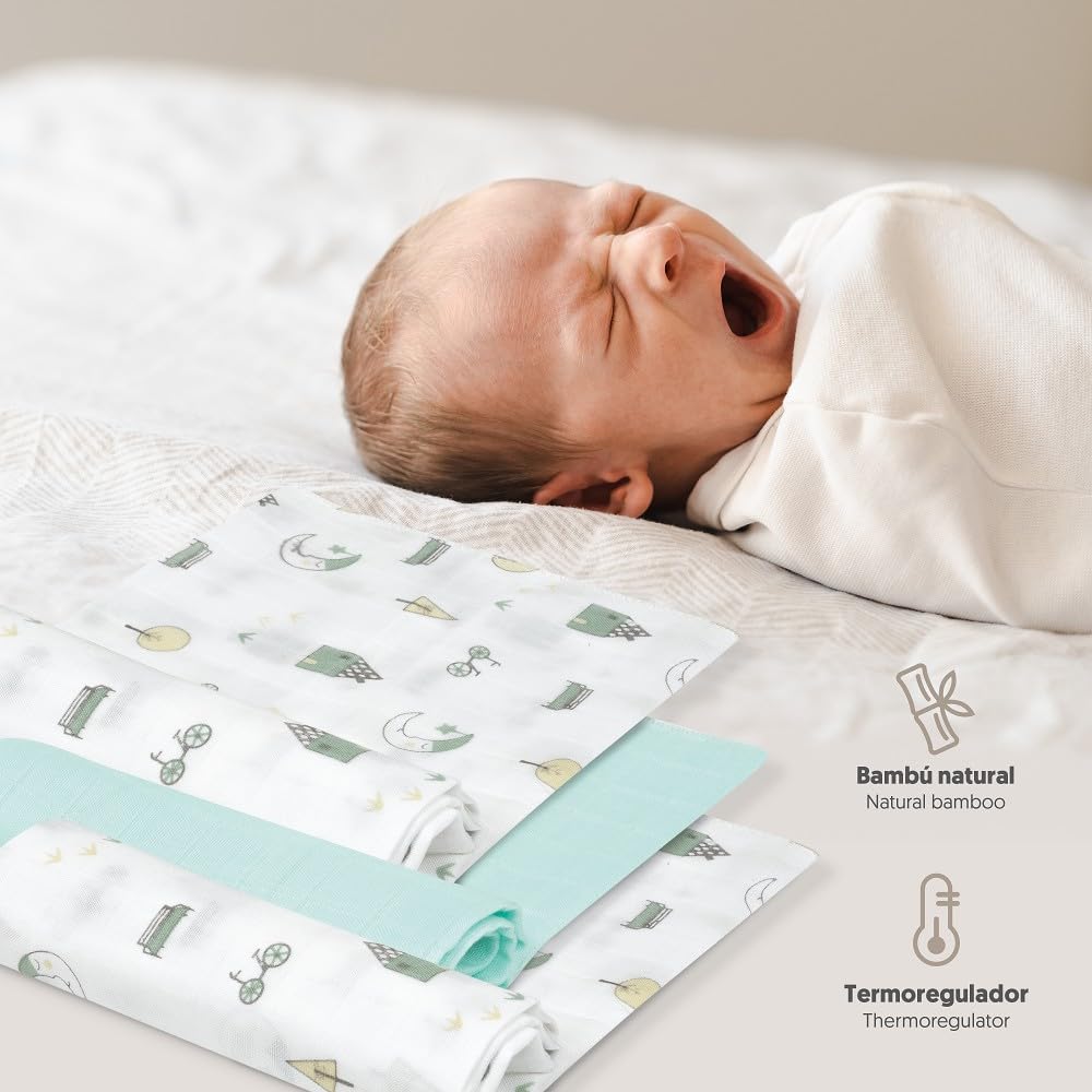 Interbaby - 98980 Pack 3 Gasas bebé Muselina Color: 1 Talla