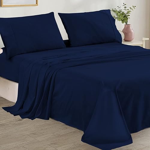 Juego de sábanas de 1000 hilos 100 algodón egipcio juego de 4 piezas tamaño King sábanas de lujo para cama transpirable suave y sedoso se adapta a