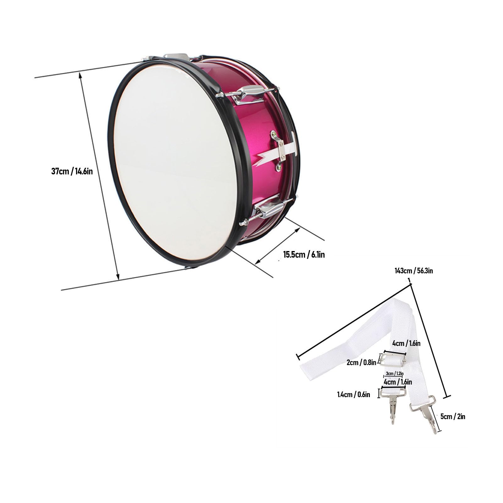 Instrumento de Percusión de Acero Inoxidable de 14x5.5 Pulgadas de Acero Inoxidable Adecuado para Bateristas de Cualquier Nivel de Habilidad