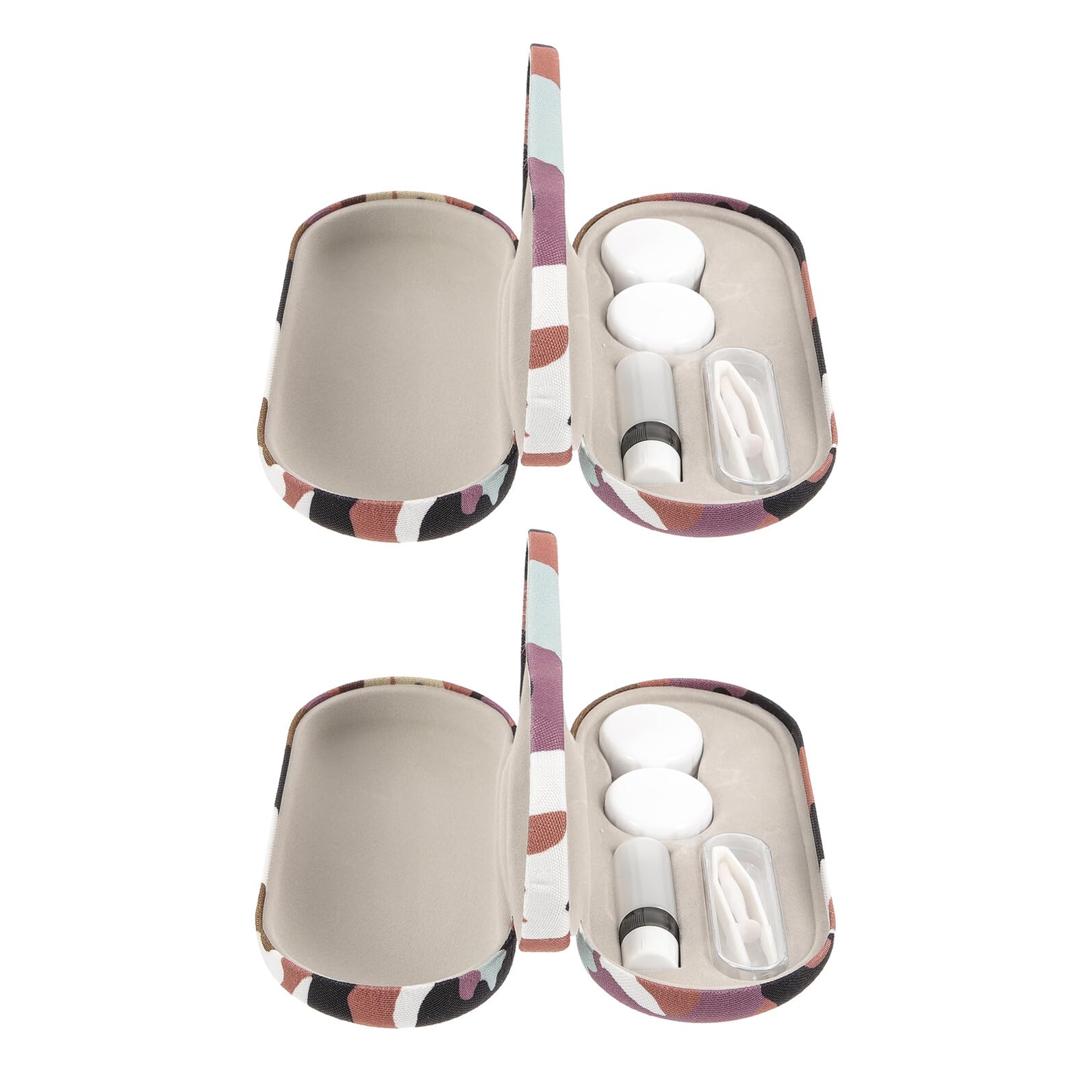 Generico Astuccio Rigido per Occhiali da Viaggio a Doppio Scomparto in Plastica con Motivo Mimetico Organizer Portatile Unisex per Occhiali da Sole e Lenti a Contatto Custodia Resistente