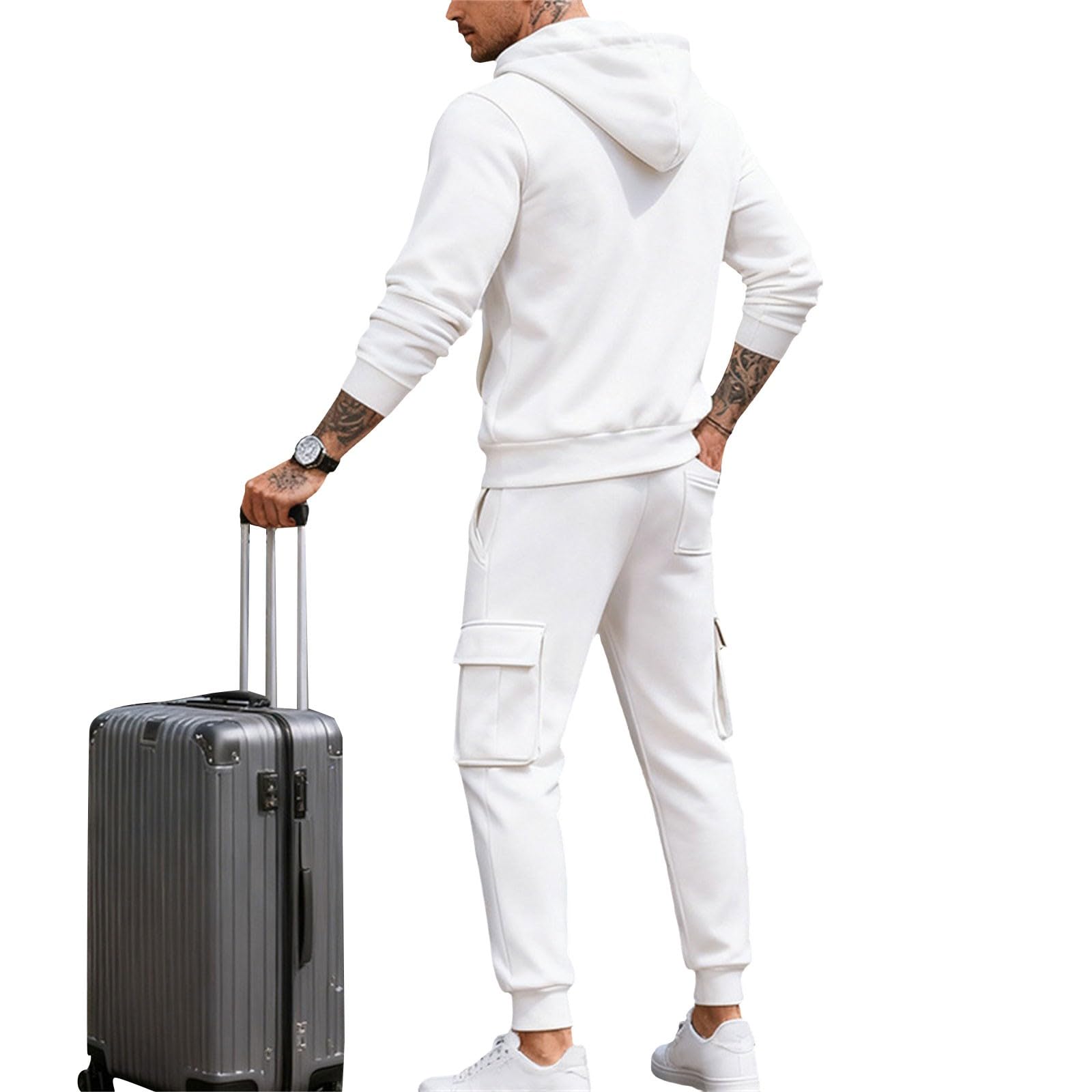 Trainingsanzug für Herren, Kapuzen-Sweatshirt und Hose, Jogging-Set