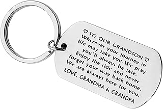 to My Grandson Keychain Inspirational Grandson Birthday Gifts Grandson Keyring Grandson jewelry for Graduation Christmas Gifts from Grandpa Grandfather Grandma Grandmother