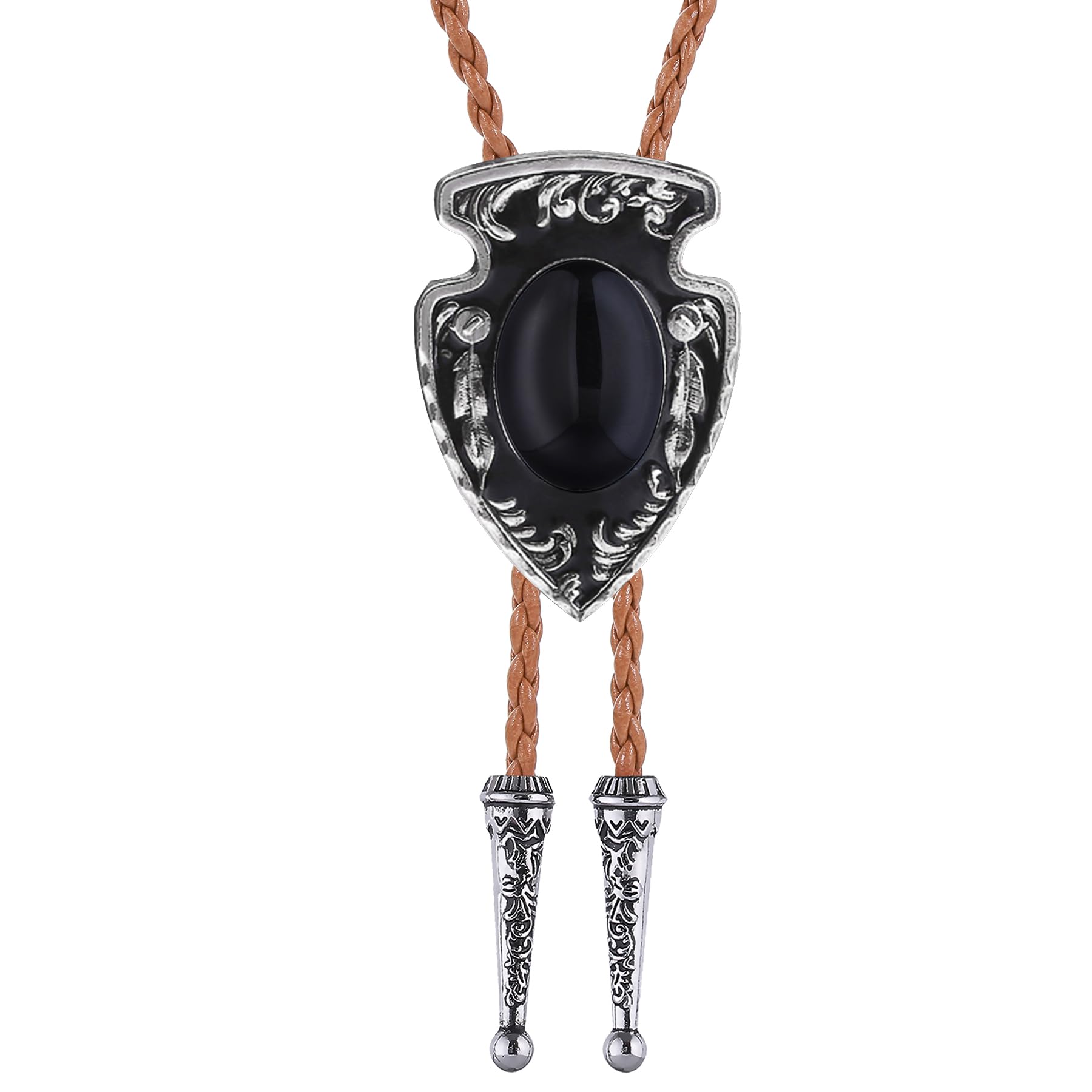 Btilasif Bolo Tie Brown for Men, Scorpion Luminous Stone Cowboy Tie Western Leather Necktie Necklace for Women