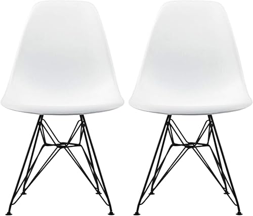 2xhome Juego de dos (2) asientos laterales de plástico con base Eiffel para comedor, sala de estar, brazos sin brazos, asientos con patas de alambre