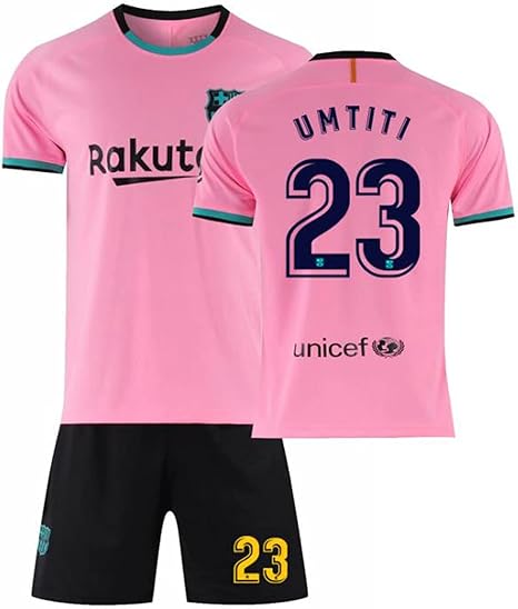 Amazon Co Jp ユニフォーム サッカーユニフォーム子供 大人用 背番号23 21バルセロナセカンドアウェイサッカージャージ ユムティティ Umtiti 上下セット ピンクtシャツ 半ズボン サッカーウェア レプリカマッチ トレーニングチームスポーツウェア 通気性 ユニセックス
