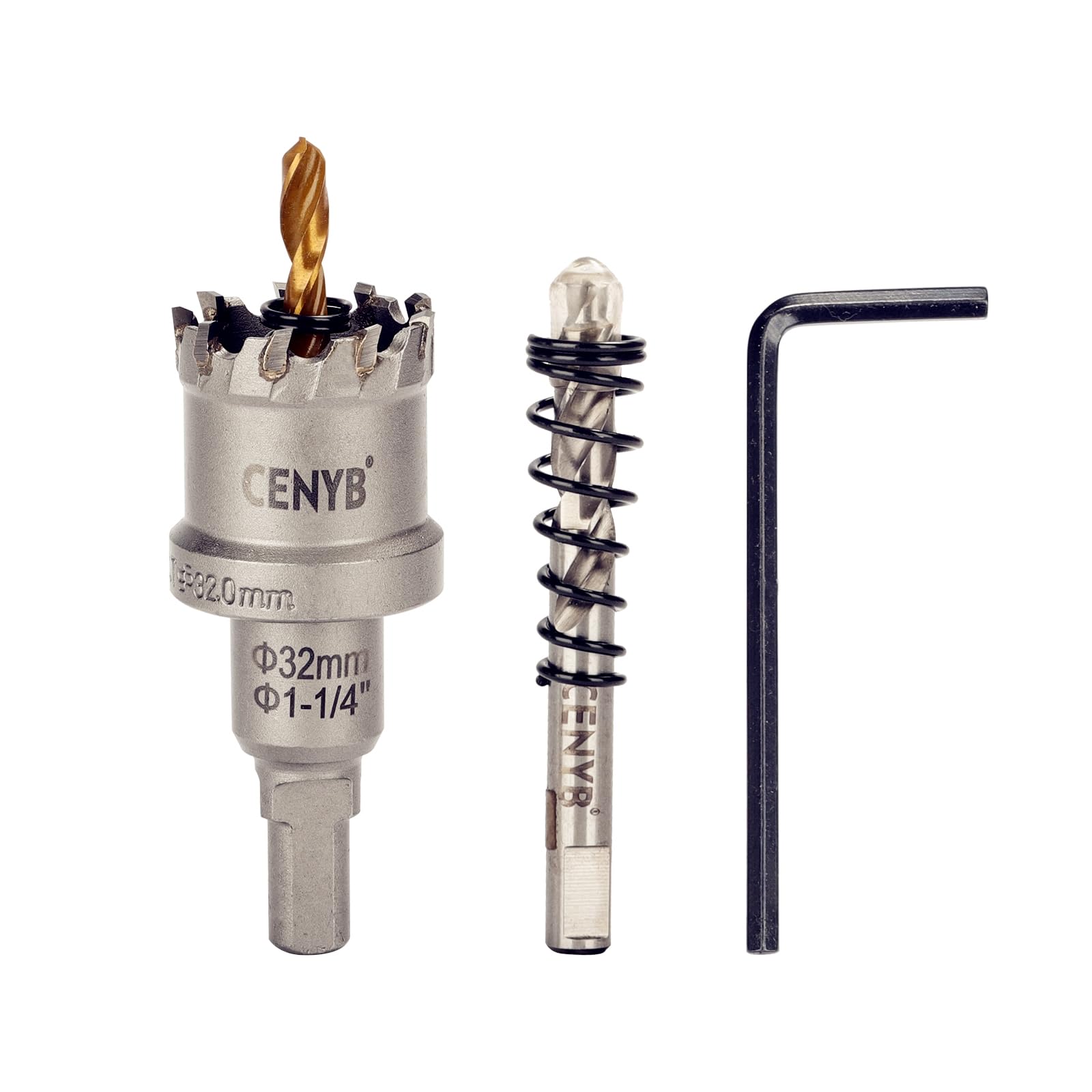 2-1/8" (54mm) Tungsten Carbide Tipped Hole Saw with 2Pcs Titanium-Plated Pilot Drill Bits for Metal, Steel, Iron, Wood, Plastic — view 95