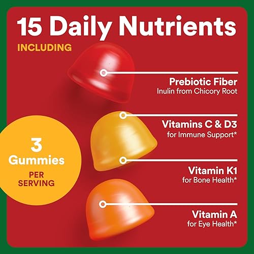 Vista 16 de SmartyPants Suplemento de fibra y multivitamínico para hombres y mujeres: gomitas de fibra multivitamínica con vitamina D3, C, vitamina B12, B6