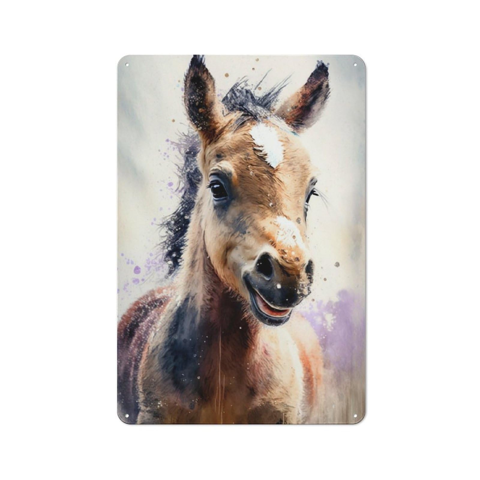Junmoney Horse Watersketch For Lounge Or Reading Corner, Vintage Metal Sign 30X20cm, For Cooler-Season Styling In Lounge And Reading Corner