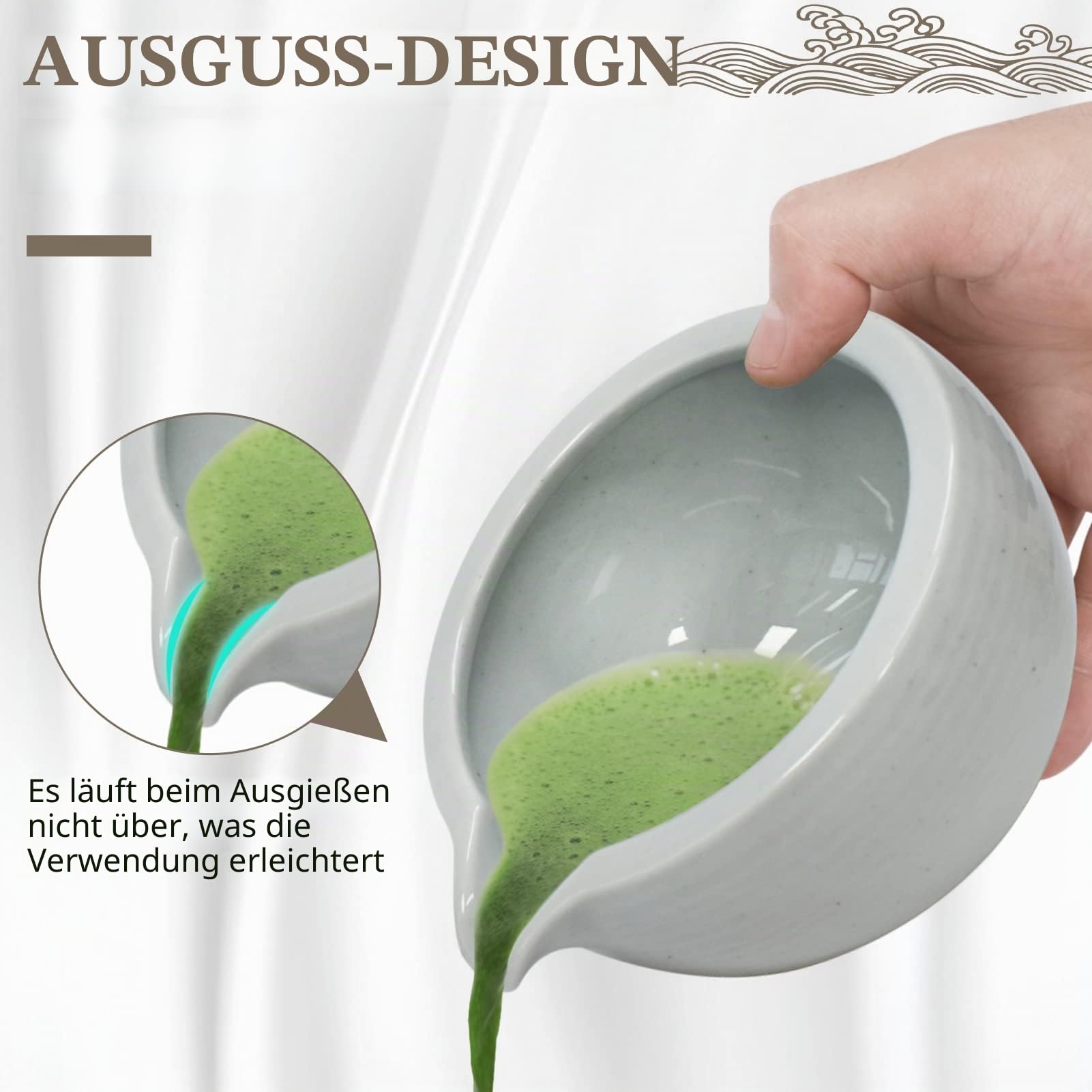 Artcome 9-teiliges japanisches Matcha-Teeset, Matcha-Schüssel mit Ausgießer, Matcha-Schneebesen, Keramik-Schneebesen, Teeschaufel, Matcha-Pulverbehälter, traditionelles handgefertigtes