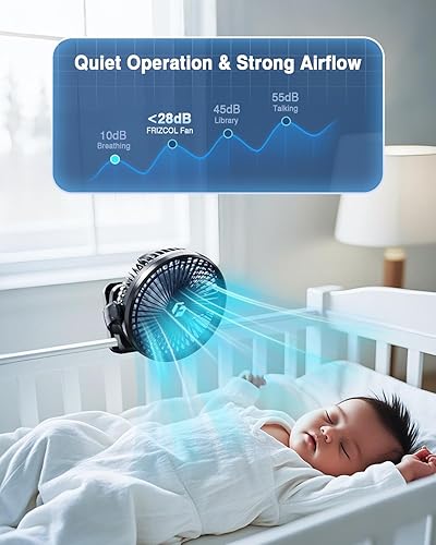 Miniatura 4 de FRIZCOL Ventilador portátil de 12000 mAh con clip de 8 pulgadas, ventilador de campamento a pilas con luces y control remoto, ventilador USB pequeño