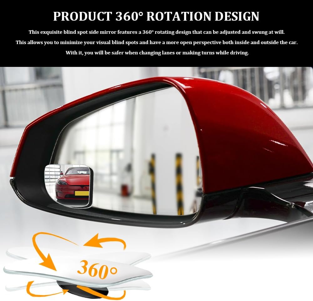 2PCS Blind Spot Convex Car Mirror, Side Mirror Blindspot, Rear View Mirrors with Wide Angle Adjustable Stick, Universal Car Blindspot Mirrors Exterior Accessories for Cars (Fan shaped, 2PCS)