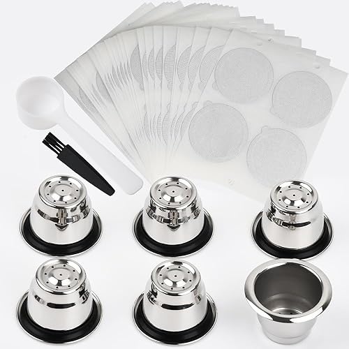 Cápsulas reutilizables para Nespresso OriginalLine, 6 cápsulas de café recargables de acero inoxidable compatibles con máquinas Nespresso Original
